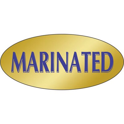 Label - Marinated Blue On Gold 0.875x1.9 In. Oval 500/Roll