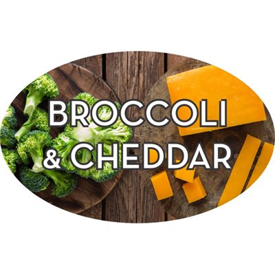 Label - Broccoli & Cheddar 4 Color Process 1.25x2 In. Oval 500/rl