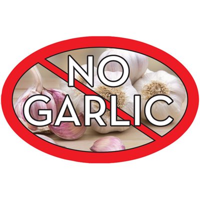 Label - No Garlic 4 Color Process 1.25x2 In. Oval 500/rl