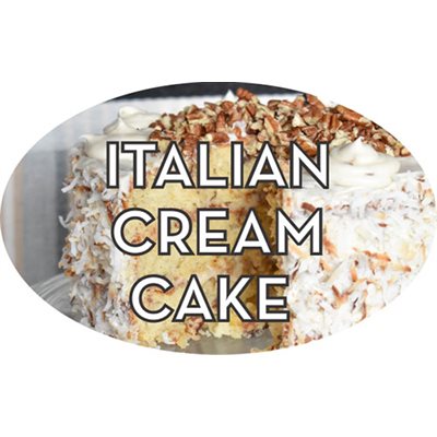 Label - Italian Cream Cake 4 Color Process 1.25x2 In. Oval 500/rl