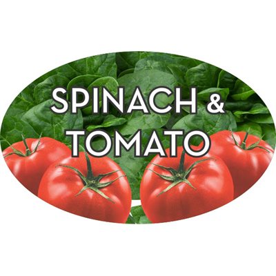 Label - Spinach & Tomato 4 Color Process 1.25x2 In. Oval 500/rl