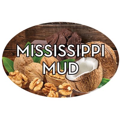 Label - Mississippi Mud 4 Color Process 1.25x2 In. Oval 500/rl