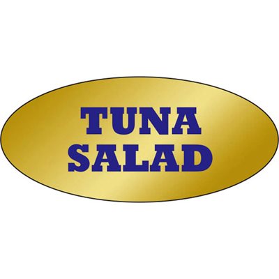 Label - Tuna Salad Blue On Gold 0.875x1.9 In. Oval 500/Roll