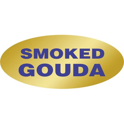 Label - Smoked Gouda Blue On Gold 0.875x1.9 In. Oval 500/Roll