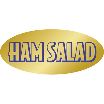 Label - Ham Salad Blue On Gold 0.875x1.9 In. Oval 500/Roll