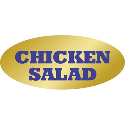 Label - Chicken Salad Blue On Gold 0.875x1.9 In. Oval 500/Roll