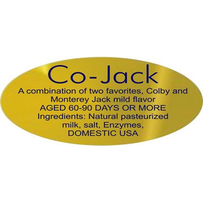 Label - Co-Jack W/ing Blue On Gold 0.875x1.9 In. Oval 500/Roll