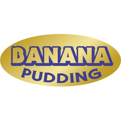 Label - Banana Pudding Blue On Gold 0.875x1.9 In. Oval 500/Roll