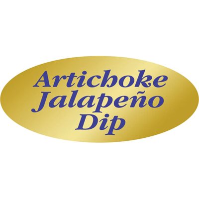 Label - Artichoke Jalapeno Dip Blue On Gold 0.875x1.9 In. Oval 500/Roll