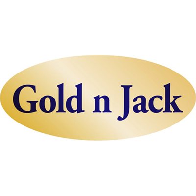 Label - Gold N Jack Blue On Gold 0.875x1.9 In. Oval 500/Roll