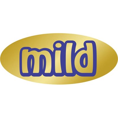 Label - Mild Blue On Gold 0.875x1.9 In. Oval 500/Roll