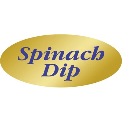 Label - Spinach Dip Blue On Gold 0.875x1.9 In. Oval 500/Roll