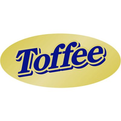 Label - Toffee Blue On Gold 0.875x1.9 In. Oval 500/Roll