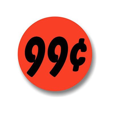 Label - 99¢ Black On Red 1.25 In. Circle 1M/Roll
