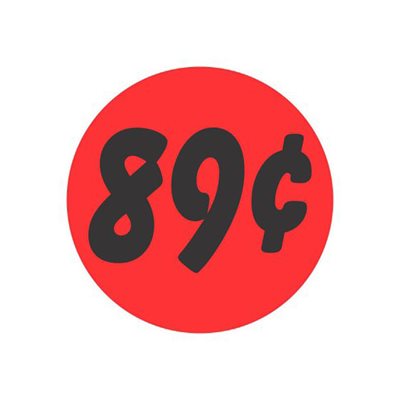 Label - 89¢ Black On Red 1.25 In. Circle 1M/Roll