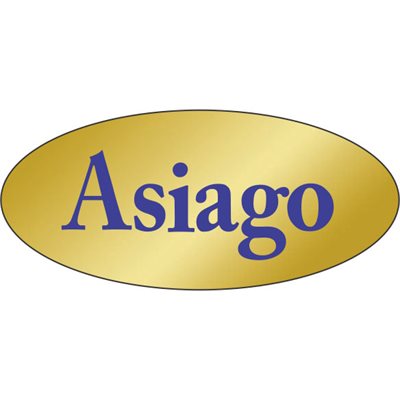Label - Asiago Blue On Gold 0.875x1.9 In. Oval 500/Roll