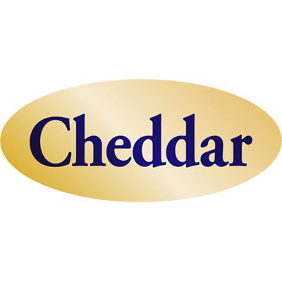 Label - Cheddar Blue On Gold 0.875x1.9 In. Oval 500/Roll