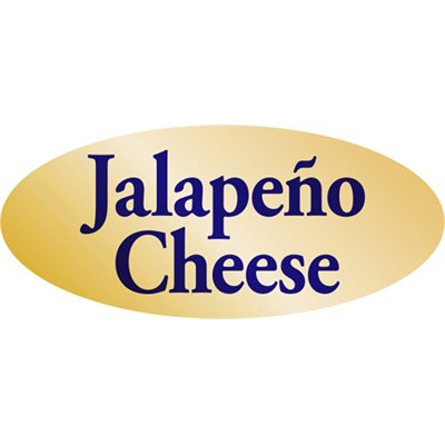 Label - Jalapeno Cheese Blue On Gold 0.875x1.9 In. Oval 500/Roll