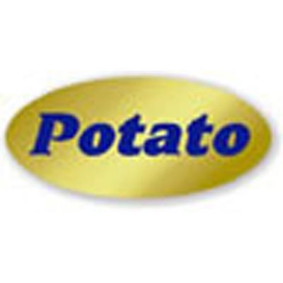 Label - Potato Blue On Gold 0.875x1.9 In. Oval 500/Roll