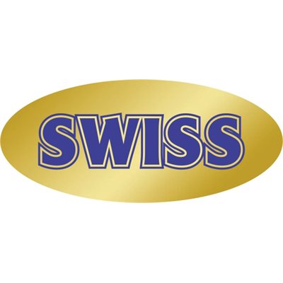 Label - Swiss Blue On Gold 0.875x1.9 In. Oval 500/Roll