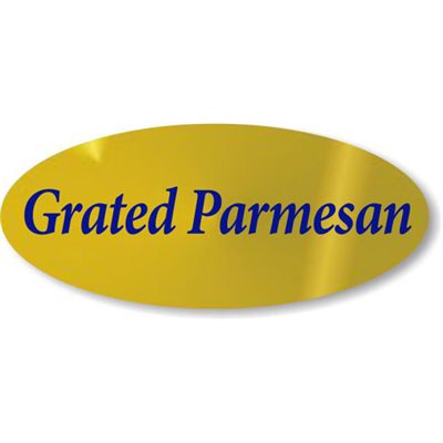 Label - Grated Parmesan Blue On Gold 0.875x1.9 In. Oval 500/Roll