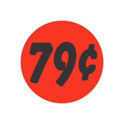 Label - 79¢ Black On Red 1.25 In. Circle 1M/Roll