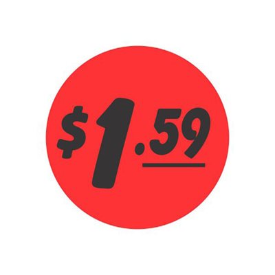 Label - $1.59 Black On Red 1.25 In. Circle 1M/Roll