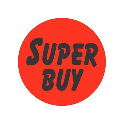 Label - Super Buy Black On Red 1.5 In. Circle 1M/Roll