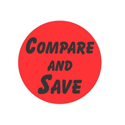 Label - Compare And Save Black On Red 1.25 In. Circle 1M/Roll