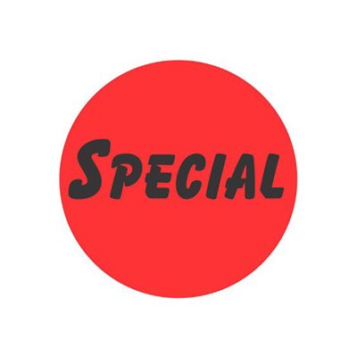 Label - Special Black On Red 1.25 In. Circle 1M/Roll