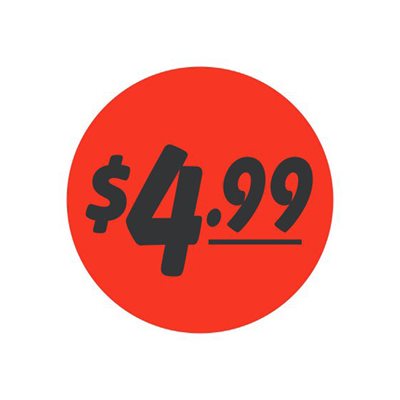 Label - $4.99 Black On Red 1.25 In. Circle 1M/Roll