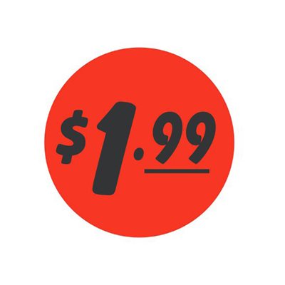 Label - $1.99 Black On Red 1.25 In. Circle 1M/Roll
