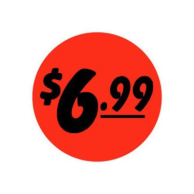 Label - $6.99 Black On Red 1.25 In. Circle 1M/Roll