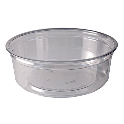 Fabri-Kal Recycleware Round Deli Container 8 Oz 4.6" Diameterx1.7" H Clear Plastic 500/Case