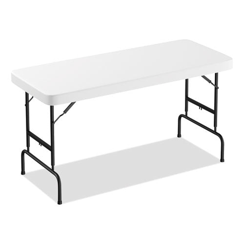 Alera Adjustable Height Plastic Folding Table Rectangular 72wx29.63dx29.25 To 37.13h White