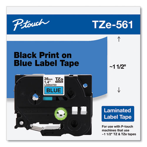 Brother P-Touch Tze Standard Adhesive Laminated Labeling Tape 1.4"x26.2 Ft Black On Blue