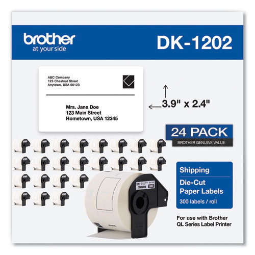 Brother Die-cut Shipping Labels 2.4x3.9 White 300 Labels/roll 24 Rolls ...
