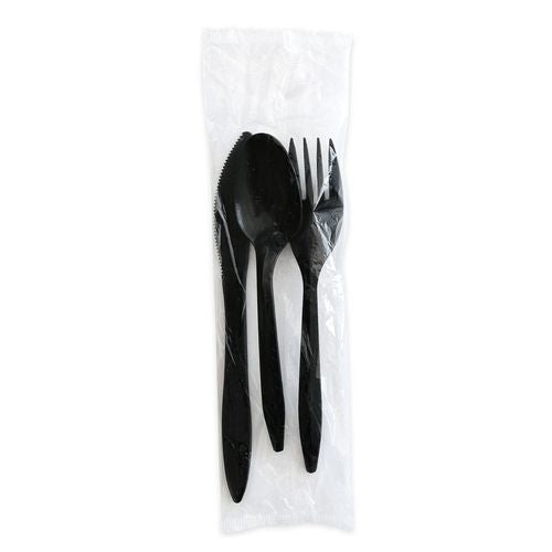 Boardwalk Three-piece Cutlery Kit Fork/knife/teaspoon Polystyrene Black 250/Case