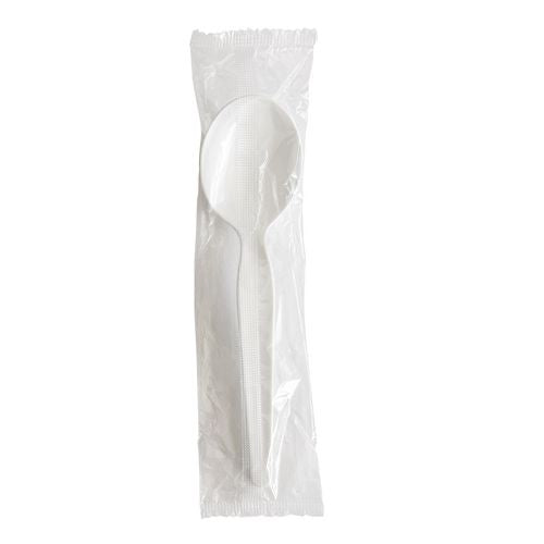 Boardwalk Heavyweight Wrapped Polystyrene Cutlery Teaspoon White 1000/Case