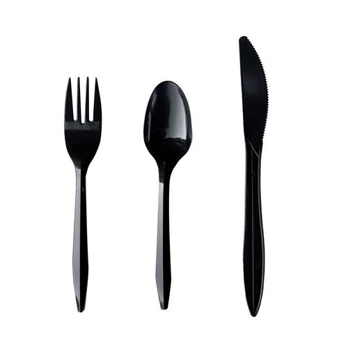 Boardwalk Three-piece Cutlery Kit Fork/knife/teaspoon Polypropylene Black 250/Case