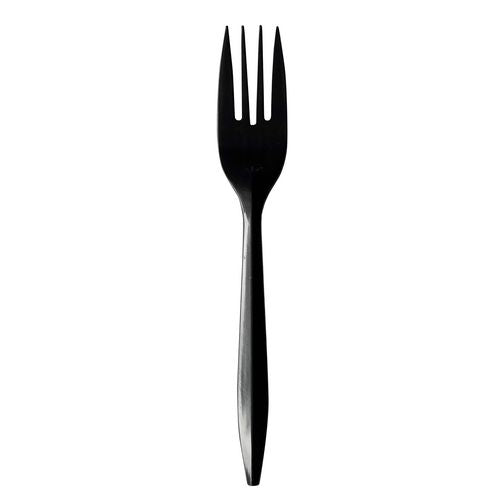 Boardwalk Mediumweight Polypropylene Cutlery Fork Black 1000/Case