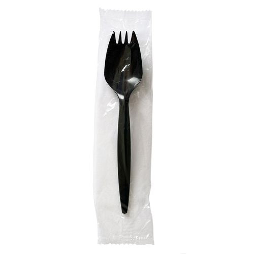 Boardwalk Mediumweight Wrapped Polypropylene Cutlery Spork Black 1000/Case