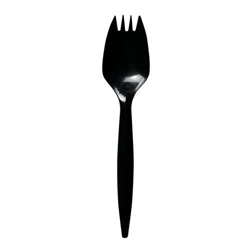 Boardwalk Mediumweight Polypropylene Cutlery Spork Black 1000/Case