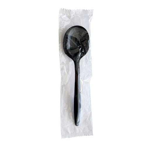 Boardwalk Mediumweight Wrapped Polypropylene Cutlery Soup Spoon Black 1000/Case