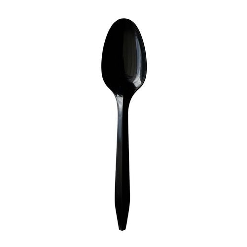 Boardwalk Mediumweight Polypropylene Cutlery Teaspoon Black 1000/Case