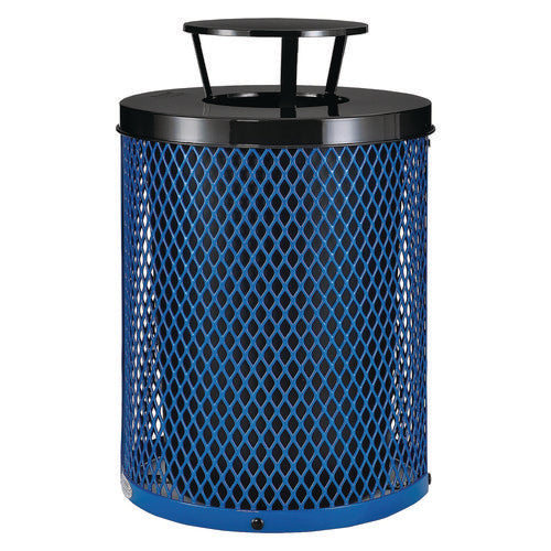 Global Industrial Outdoor Diamond Steel Trash Can Rain Bonnet Lid 36 Gal Blue