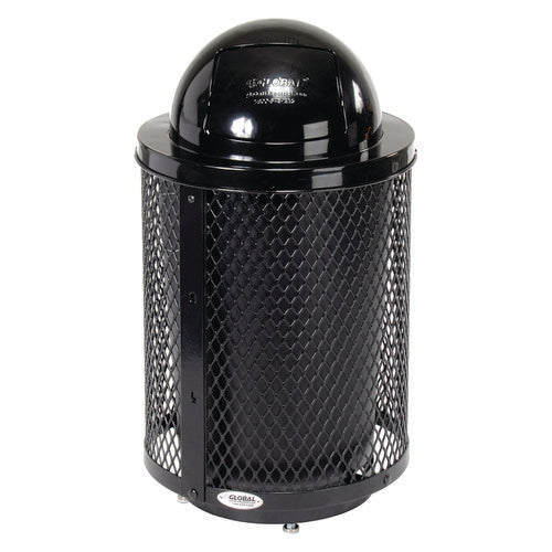 Global Industrial Outdoor Diamond Steel Trash Can With Base 36 Gal Black