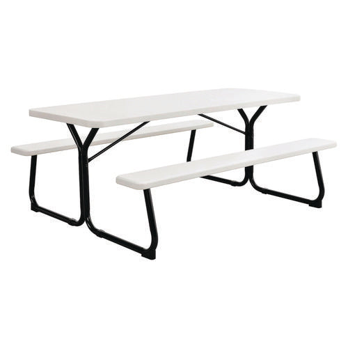 Global Industrial Blow-molded Plastic Picnic Table Rectangular 72x60x30 White Top White Base/legs