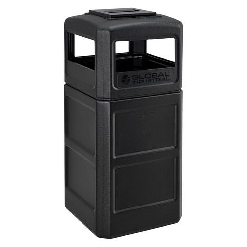 Global Industrial Square Plastic Waste Receptacle Ashtray Lid With Open Sides 42 Gal Black