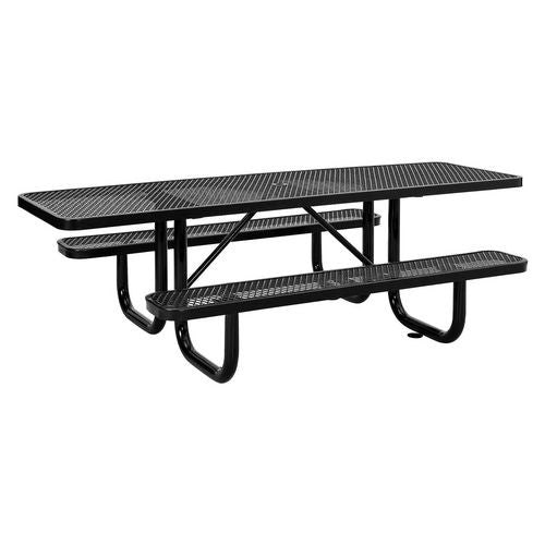 Global Industrial Ada Compliant Expanded Steel Picnic Table Rectangular 96x60x29.5 Black Top And Base